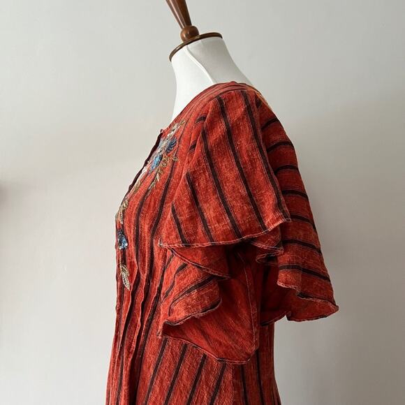 Anthropologie Medium Dress Boho Midi Embroidered Aratta Silent Journey RARE - Picture 9 of 15